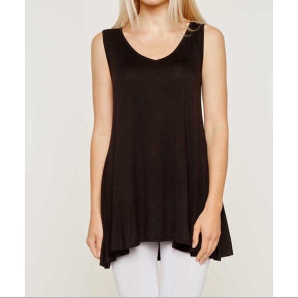 BLACK SLEEVELESS V-NECK TUNIC TOP - Picture 3 of 6